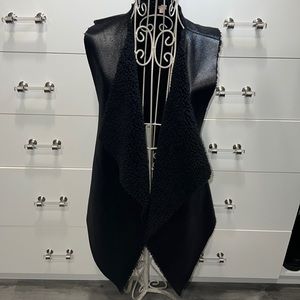 Echo faux leather, sherpa lined vest, size S/M